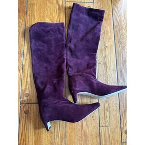 STAUD Wally Suede Boots Plum 35